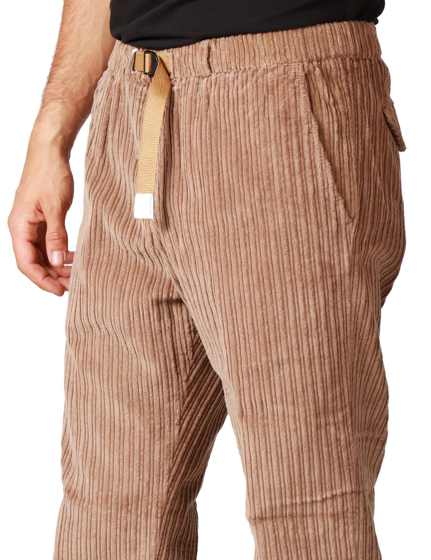 PANTALONE UOMO WHITESAND TORTORA IN VELLUTO A COSTA LARGA CON VITA REGOLABILE