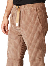 PANTALONE UOMO WHITESAND TORTORA IN VELLUTO A COSTA LARGA CON VITA REGOLABILE