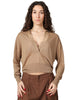 Maglia polo donna alpha studio corda a manica lunga in viscosa shine con scollo a v