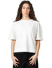 Maglia donna alpha studio bianca girocollo in ice cotton con risvoltino sulla manica