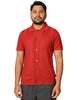 Camicia uomo alpha studio ruggine a mezze maniche in maglia di lino e cotone a coste