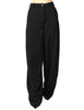 Pantalone donna elisabetta franchi nero in crèpe leggero volume over con bottone logato