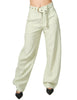 Pantalone donna pinko lexy acquamarina in tessuto stretch panama con gamba dritta e cintura rimovibile in vita