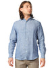 Camicia uomo portofiori blu a maniche lunghe 100% lino