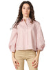 Camicia donna xacus margot rosa in cotone taglio cropped manica 3/4 con pieghe al fondo