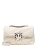 Borsa pinko bianca classic love bag puff maxi quilt con placca logo e catena argento
