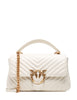 Borsa pinko bianca classic lady love bag puff chevron con placca logo e catena oro