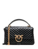 Orsa pinko nera classic lady love bag puff chevron con placca logo e catena oro