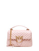 Borsa pinko cipria mini lady love bag puff chevron con placca logo e catena oro