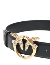 CINTURA donna pinko nera LOVE BIRDS IN PELLE