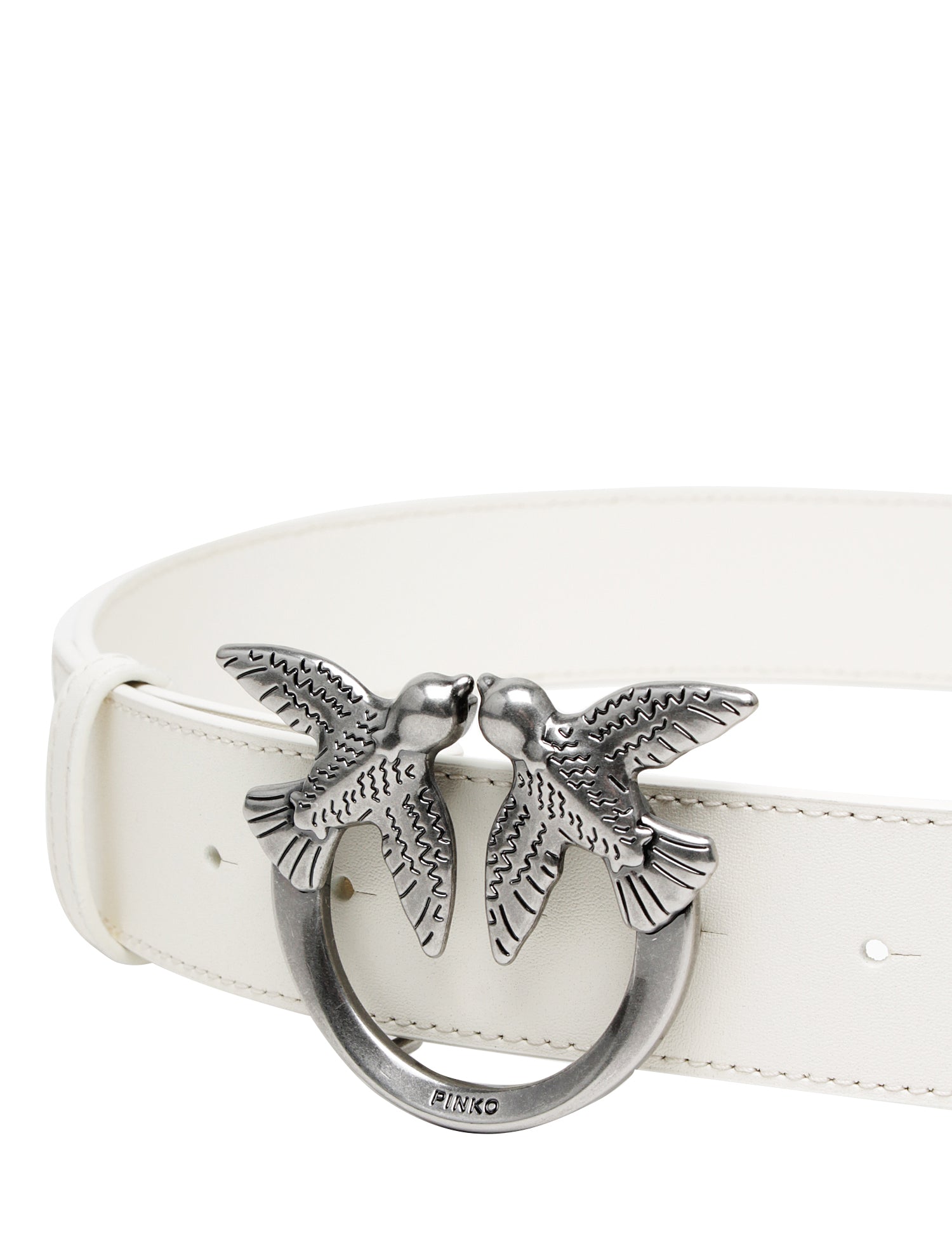 CINTURA donna pinko avorio LOVE BIRDS IN PELLE