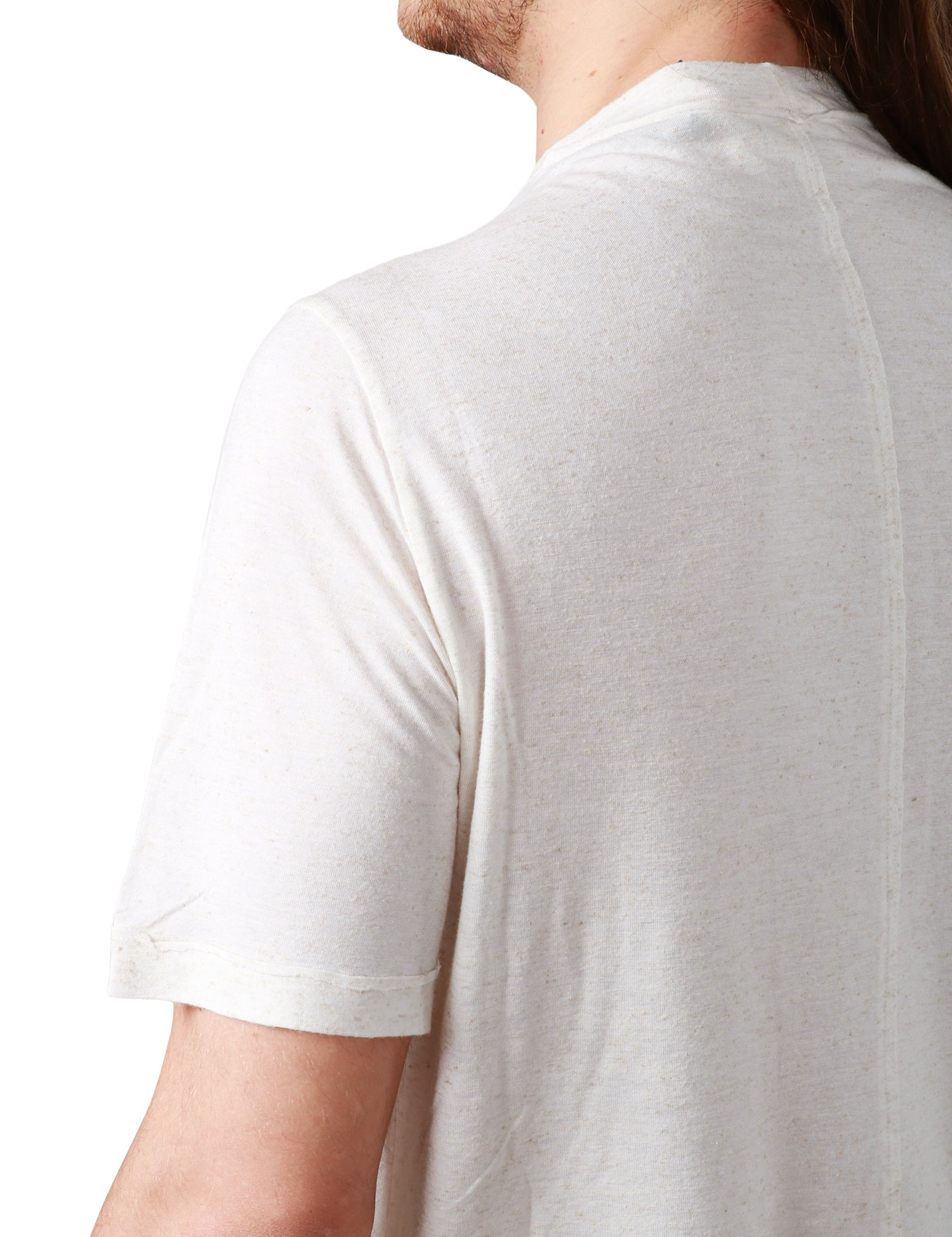 T-SHIRT UOMO ATOMOFACTORY AVORIO GIROCOLLO CON ORLO E FONDI A TAGLIO VIVO