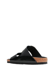 CIABATTA BIRKENSTOCK ARIZONA BIG BUCKLE NERA LACCATA CON DOPPIA FIBBIA ORO