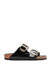 CIABATTA BIRKENSTOCK ARIZONA BIG BUCKLE NERA LACCATA CON DOPPIA FIBBIA ORO