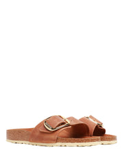 CIABATTA DONNA BIRKENSTOCK COGNAC MADRID BIG BUCKLE IN PELLLE OLIATA CON SINGOLA FIBBIA ORO