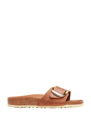 CIABATTA DONNA BIRKENSTOCK COGNAC MADRID BIG BUCKLE IN PELLLE OLIATA CON SINGOLA FIBBIA ORO