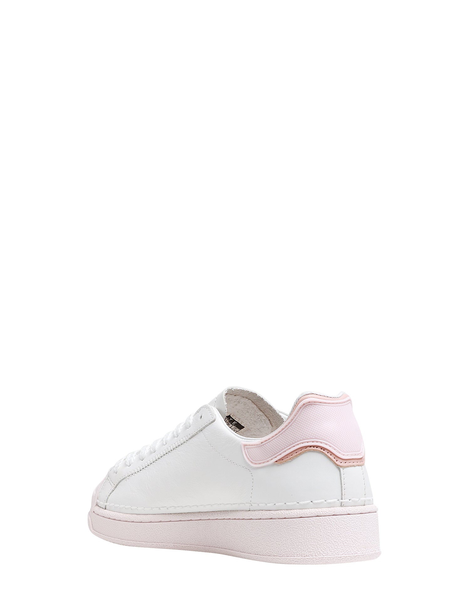 SCARPA DONNA D.A.T.E. BIANCO/ROSA BASE ISLAND IN PELLE BIANCA CON PUNTA, TALLONCINO E SUOLA ROSA