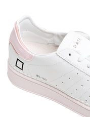 SCARPA DONNA D.A.T.E. BIANCO/ROSA BASE ISLAND IN PELLE BIANCA CON PUNTA, TALLONCINO E SUOLA ROSA