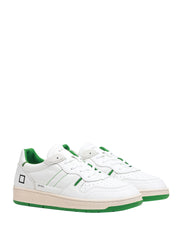 SCARPA UOMO D.A.T.E. BIANCO/VERDE COURT 2.0 NYLON IN PELLE CON DETTAGLI IN SUEDE DI COLORE VERDE E SUOLA IN GOMMA BICOLORE