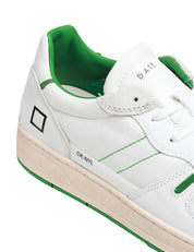 SCARPA UOMO D.A.T.E. BIANCO/VERDE COURT 2.0 NYLON IN PELLE CON DETTAGLI IN SUEDE DI COLORE VERDE E SUOLA IN GOMMA BICOLORE