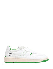 SCARPA UOMO D.A.T.E. BIANCO/VERDE COURT 2.0 NYLON IN PELLE CON DETTAGLI IN SUEDE DI COLORE VERDE E SUOLA IN GOMMA BICOLORE