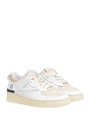 SCARPA UOMO D.A.T.E. BIANCA/BEIGE TORNEO SHINY CON DETTAGLI IN PELLE E CAMOSCIO BEIGE