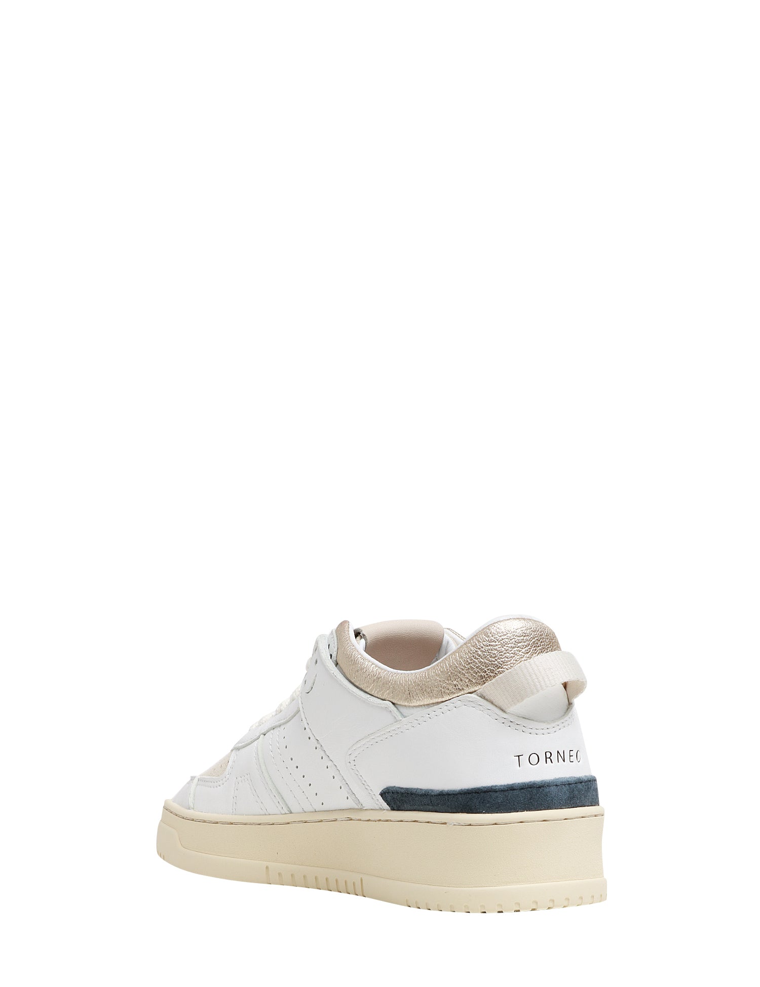 SCARPA UOMO D.A.T.E. BIANCA/BEIGE TORNEO SHINY CON DETTAGLI IN PELLE E CAMOSCIO BEIGE
