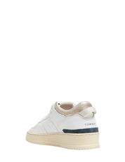 SCARPA UOMO D.A.T.E. BIANCA/BEIGE TORNEO SHINY CON DETTAGLI IN PELLE E CAMOSCIO BEIGE