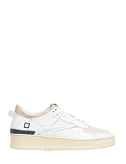 SCARPA UOMO D.A.T.E. BIANCA/BEIGE TORNEO SHINY CON DETTAGLI IN PELLE E CAMOSCIO BEIGE