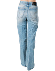 JEANS DONNA DONDUP FRANCINE LAVAGGIO MEDIO A GAMBA AMPIA CON ROTTURE SULLE GINOCCHIA ED EFFETTO VINTAGE