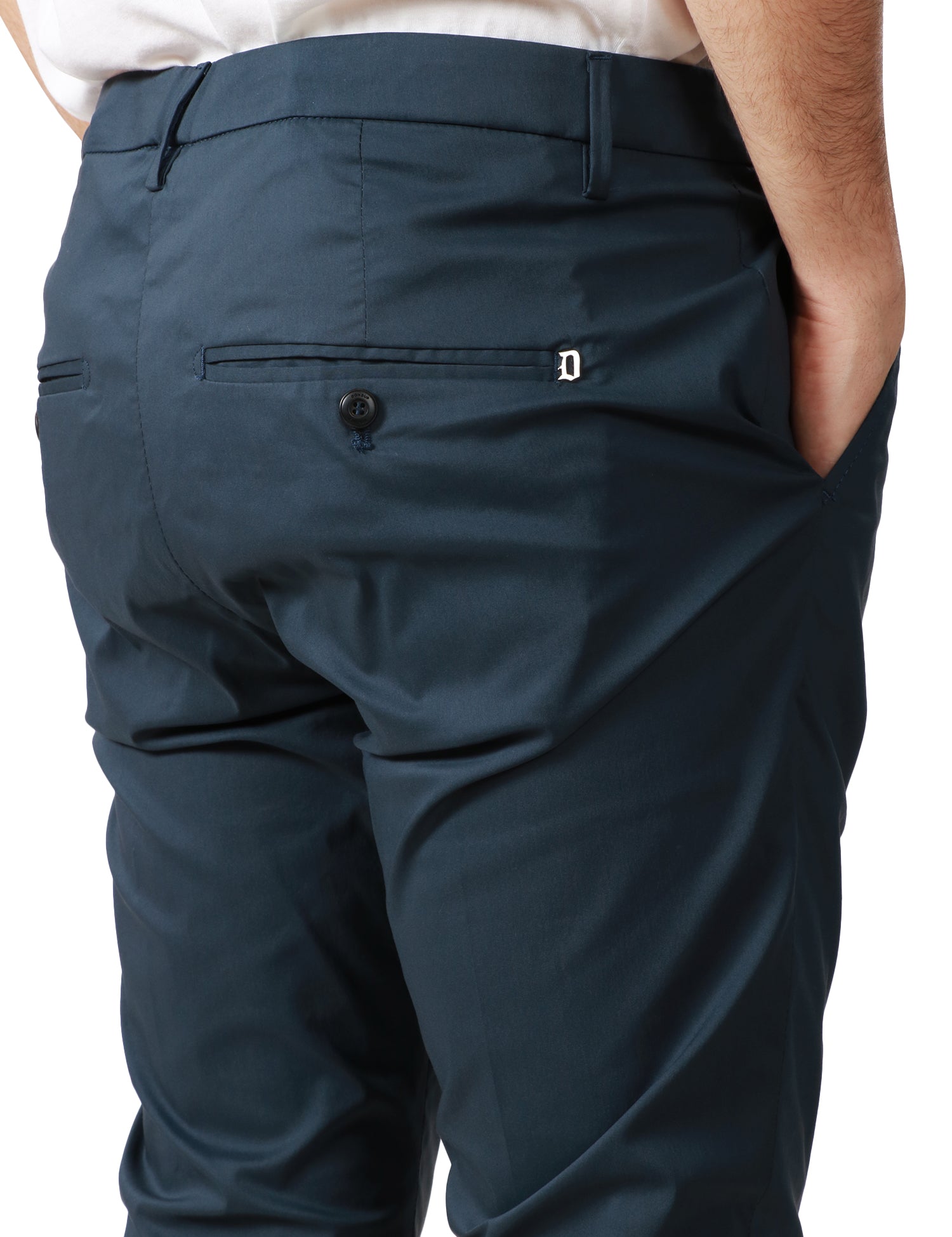 PANTALONE UOMO DONDUP BLU MODELLO GAUBERT IN GABARDINA