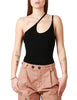 Body donna elisabetta franchi nero monospalla con doppia spallina e charms in metallo silver e oro