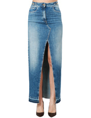 GONNA ELISABETTA FRANCHI LUNGA IN DENIM LAVAGGIO DEGRADè CON SPACCO FRONTALE