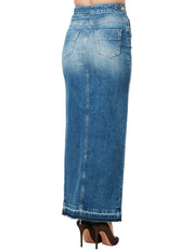 GONNA ELISABETTA FRANCHI LUNGA IN DENIM LAVAGGIO DEGRADè CON SPACCO FRONTALE