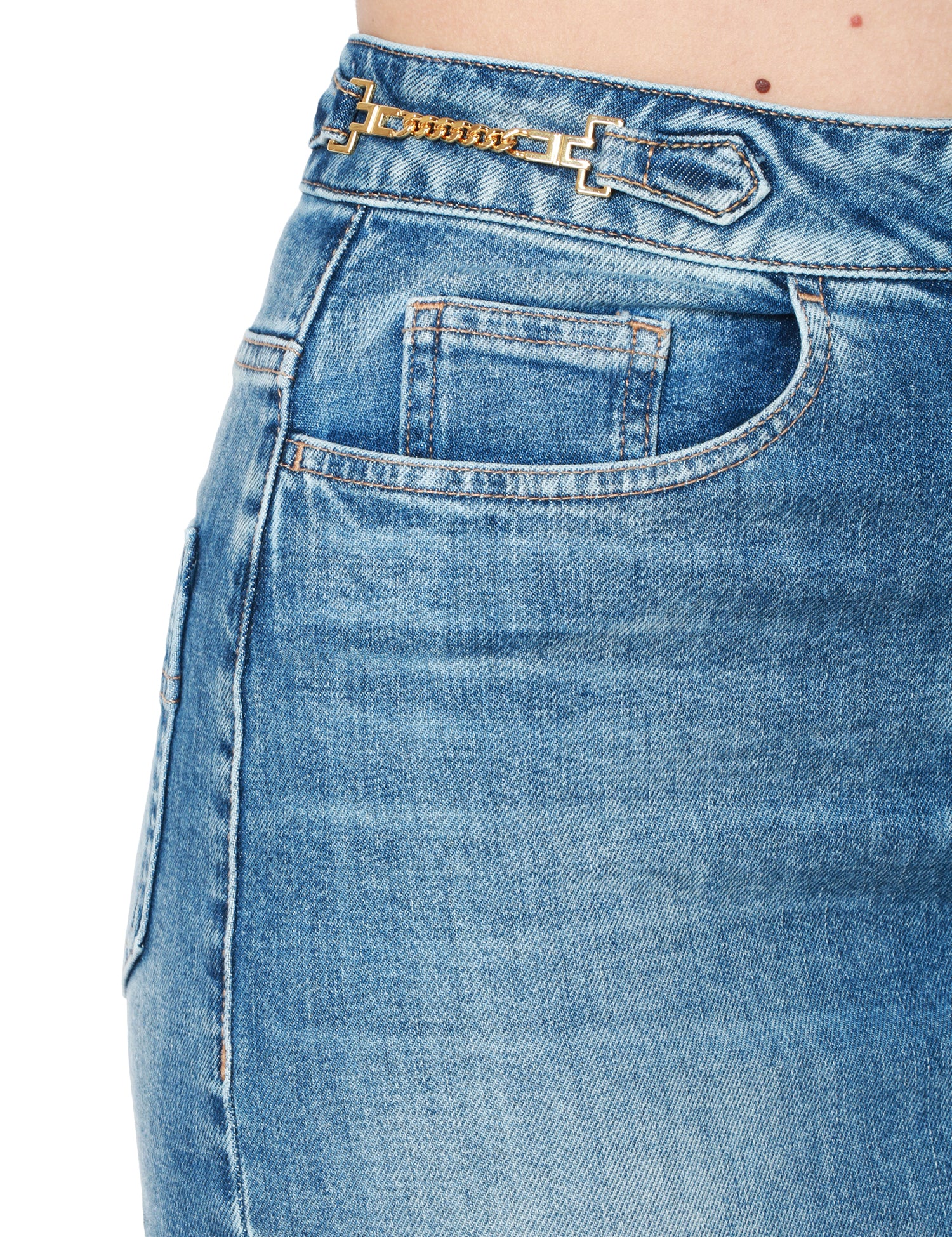 GONNA ELISABETTA FRANCHI LUNGA IN DENIM LAVAGGIO DEGRADè CON SPACCO FRONTALE