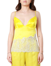 Top donna Elisabetta Franchi cedro in raso con inserto in pizzo beige