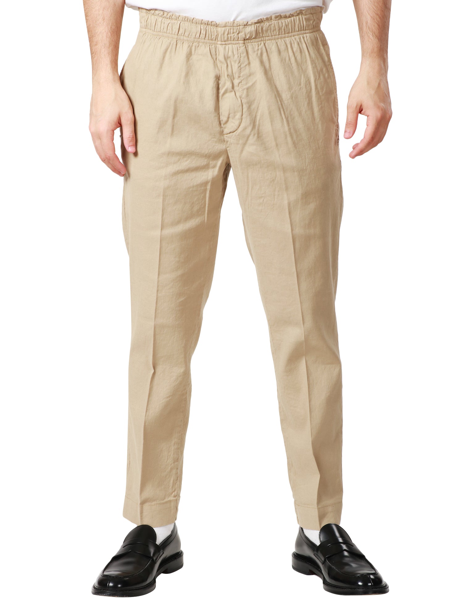 PANTALONE UOMO ENTRE AMIS BEIGE CON ELASTICO IN VITA