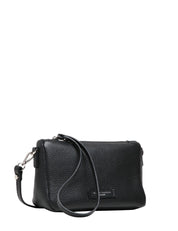 BORSA DONNA GIANNI CHIARINI NERA NORA POUCH IN PELLE MARTELLATA CON CINTURINO E TRACOLLA REMOVIBILI
