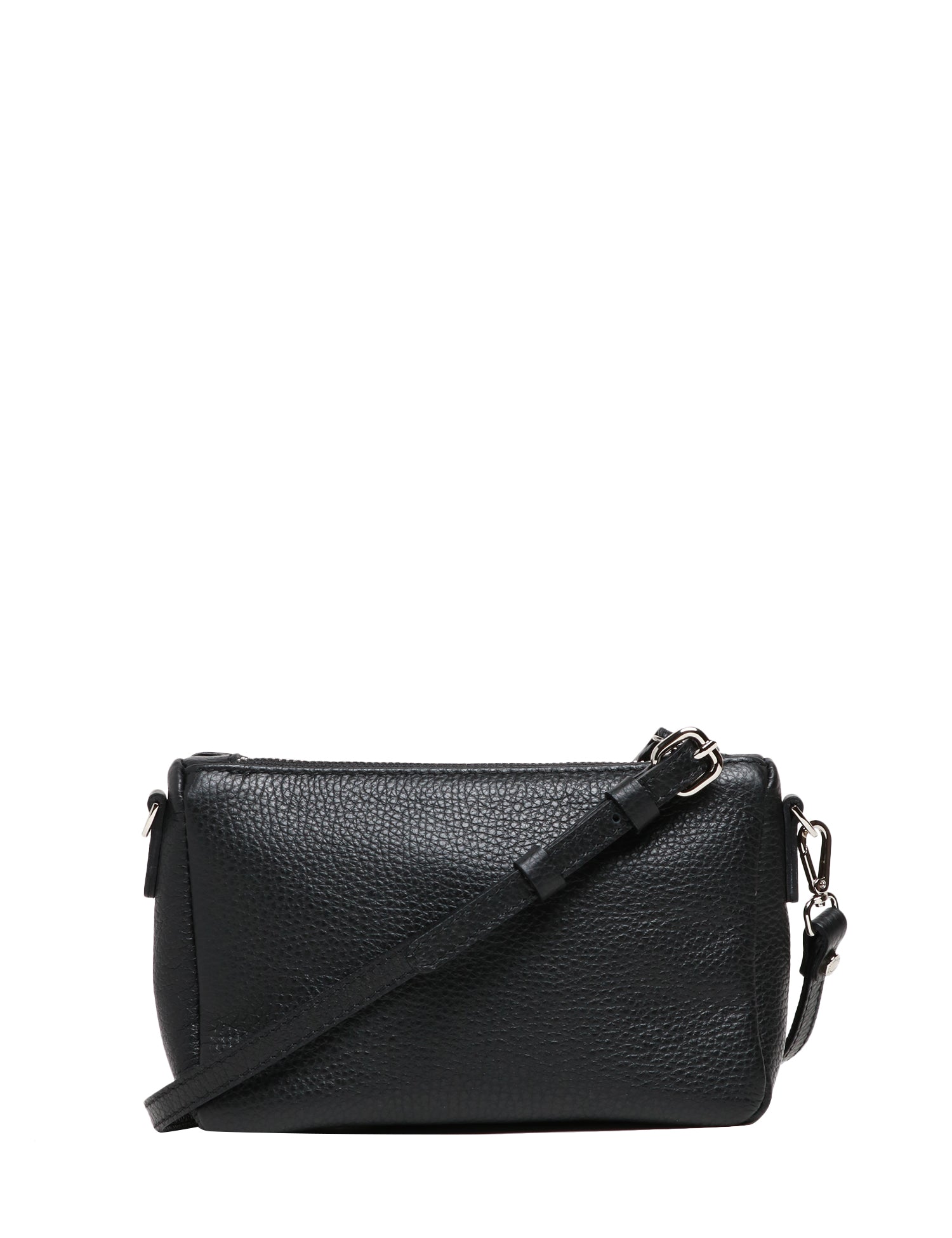 BORSA DONNA GIANNI CHIARINI NERA NORA POUCH IN PELLE MARTELLATA CON CINTURINO E TRACOLLA REMOVIBILI
