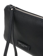BORSA DONNA GIANNI CHIARINI NERA NORA POUCH IN PELLE MARTELLATA CON CINTURINO E TRACOLLA REMOVIBILI