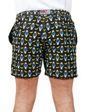 COSTUME DA BAGNO UOMO MC 2 SAINT BARTH NERO CON STAMPA OROLOGI E COULISSE IN VITA