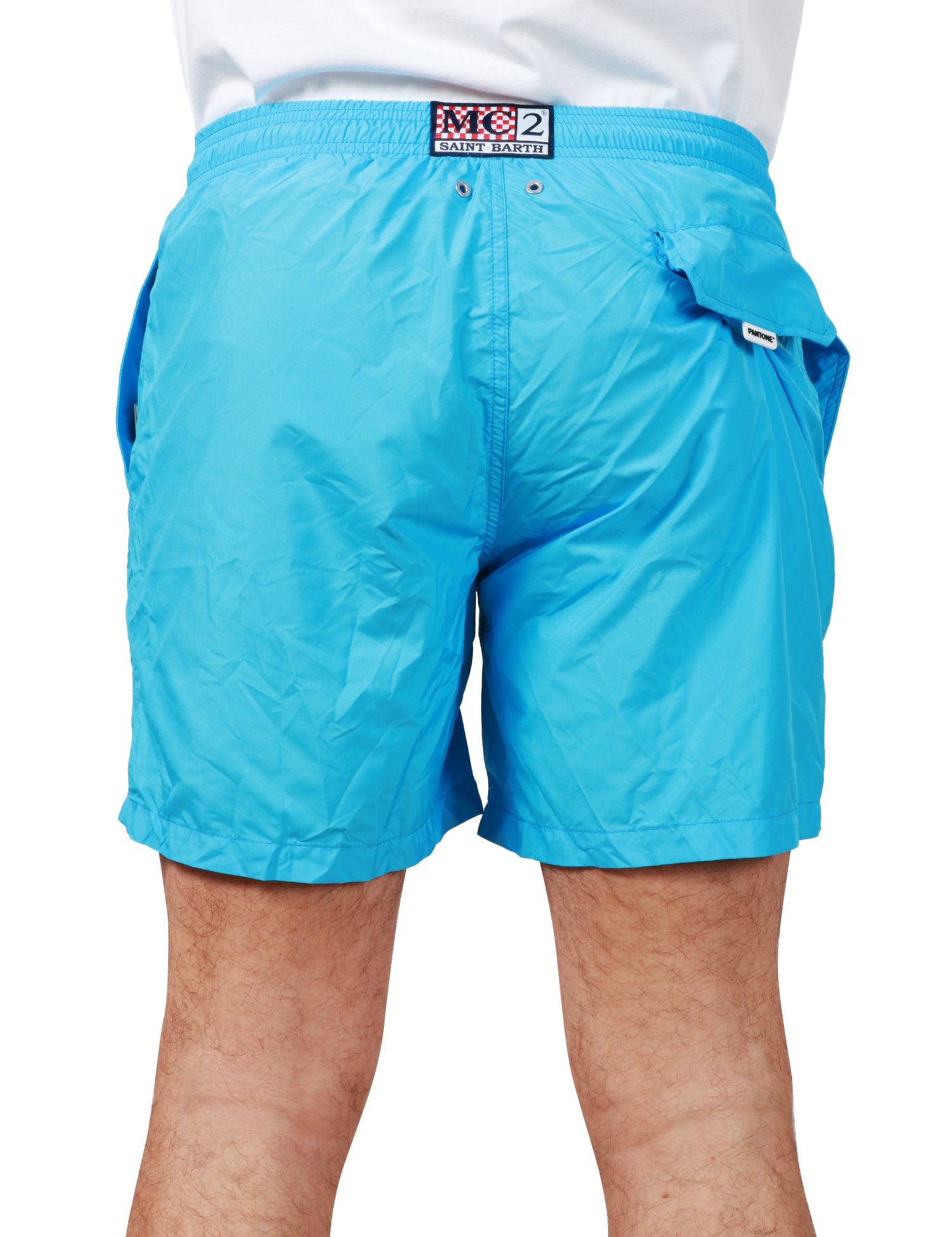 COSTUME DA BAGNO UOMO MC 2 SAINT BARTH CELESTE IN TESSUTO LEGGERO CON ETICHETTA POSTERIORE PANTONE E COULISSE IN VITA