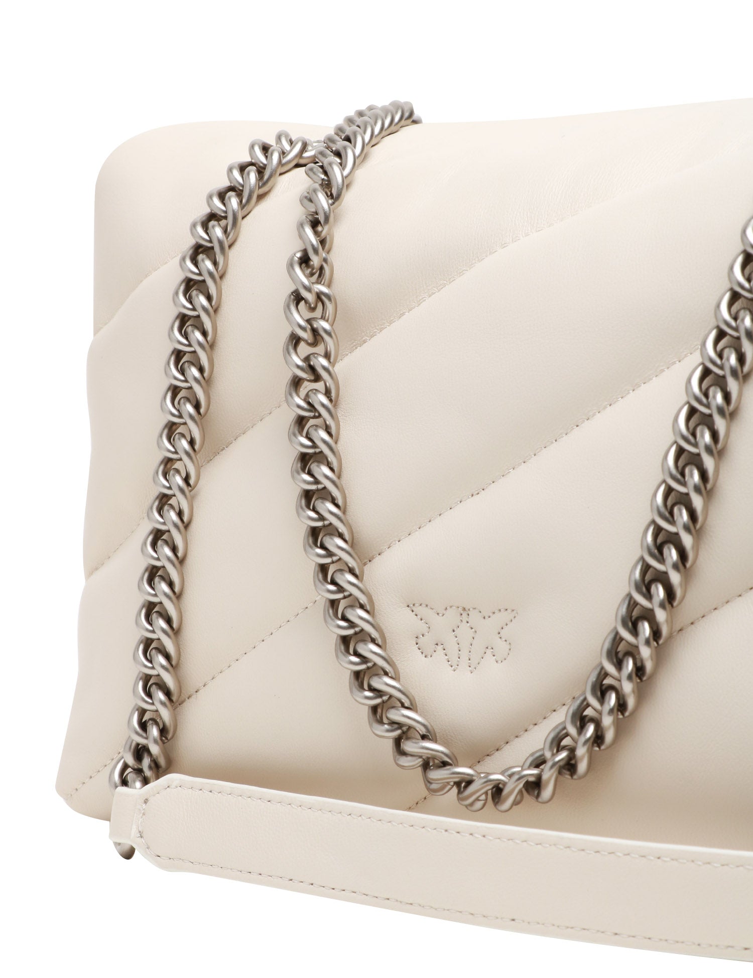 BORSA PINKO BIANCA CLASSIC LOVE BAG PUFF MAXI QUILT CON PLACCA LOGO E CATENA ARGENTO