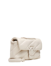 BORSA PINKO BIANCA MINI LOVE BAG PUFF CON FIBBIA E CATENA IN TONO COLORE