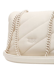 BORSA PINKO BIANCA MINI LOVE BAG PUFF CON FIBBIA E CATENA IN TONO COLORE