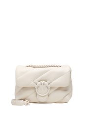 BORSA PINKO BIANCA MINI LOVE BAG PUFF CON FIBBIA E CATENA IN TONO COLORE
