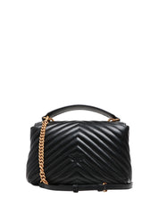 BORSA PINKO NERA MINI LADY LOVE BAG PUFF CHEVRON CON PLACCA LOGO E CATENA ORO