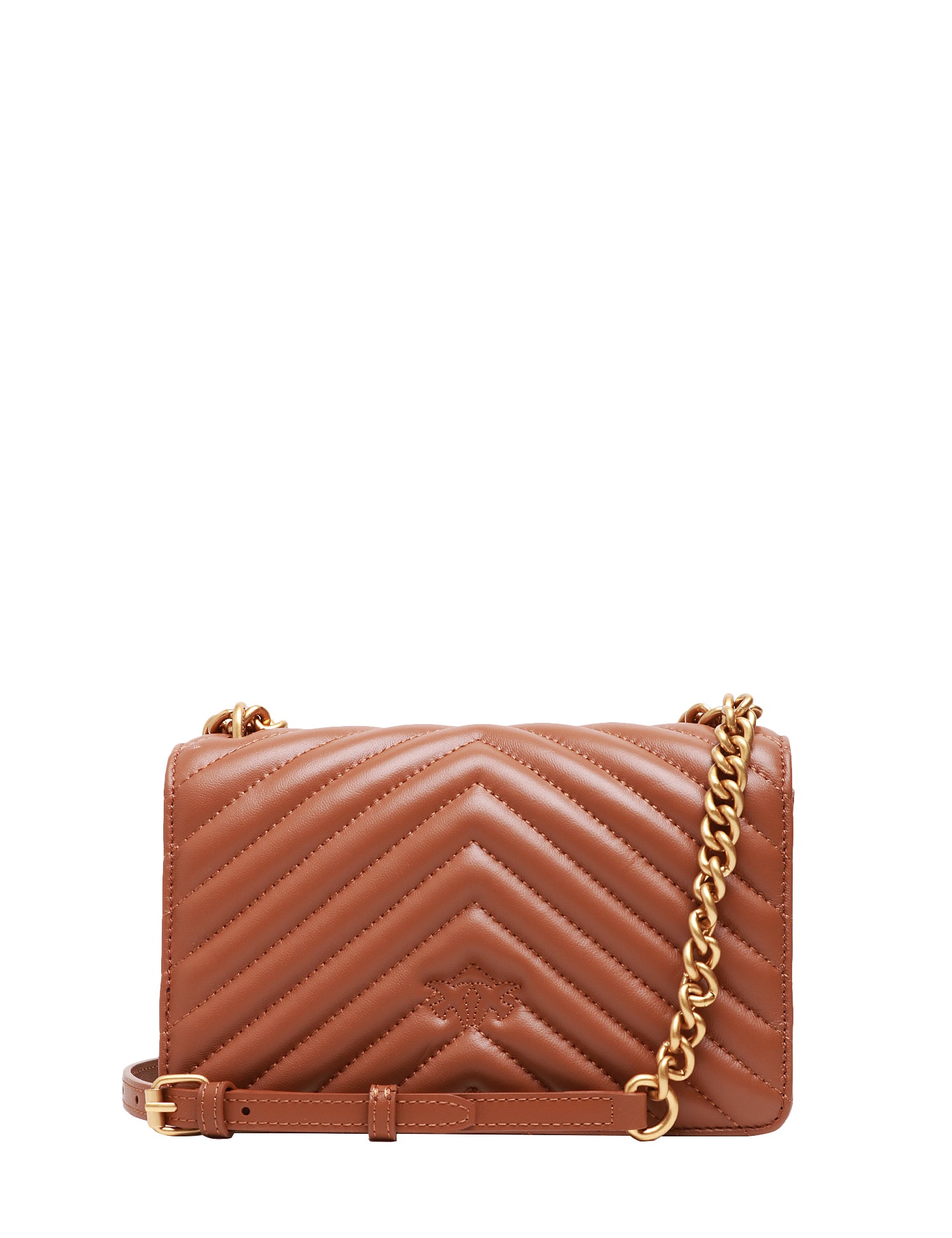 BORSA PINKO BICOLORE CUOIO/BIANCO MINI LOVE BAG IN NAPPA TRAPUNTATA CON FIBBIA LOGO ORO