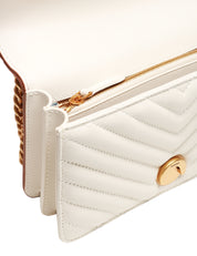 BORSA PINKO BICOLORE CUOIO/BIANCO MINI LOVE BAG IN NAPPA TRAPUNTATA CON FIBBIA LOGO ORO