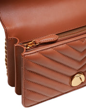BORSA PINKO MARRONE MINI LOVE BAG ONE IN NAPPA TRAPUNTATA CON MOTIVO CHEVRON E FIBBIA LOGO ORO
